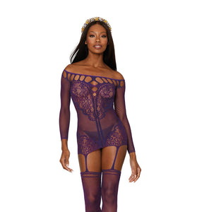Garter Dress - One Size - Aubergine DG-0446ABGOS