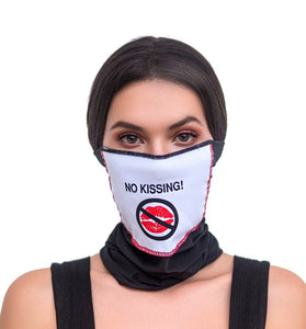 Face/ Neck Bandana Reversable- Black/ Red Lips Print - One Size GE-250-OS