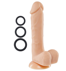 Pro Sensual Premium Silicone 8 Inch Dong With 3  Cockrings - Flesh WTC852851