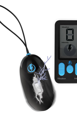 E-Stim Pro Silicone Vibrating Egg With Remote  Control - Black ZE-AG662