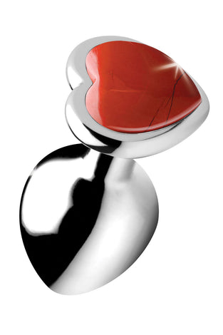 Red Jasper Heart Anal Plug - Medium BTYS-AG754-MED