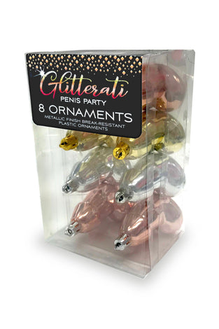 Glitterati Penis Party Ornaments 8 Pcs - Rose Gold LG-CP1081