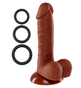 Pro Sensual Premium Silicone 6 Inch Dong With 3  Cockrings - Brown WTC852844