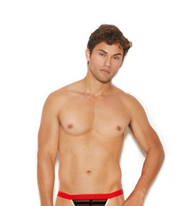 Men's Striped Mesh G-String Pouch - One Size -  Black EM-82308BLKOS