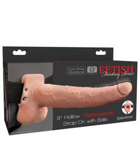 Fetish Fantasy Series 9 Inch Hollow Rechargeable Strap-on With Balls - Flesh PD3392-21