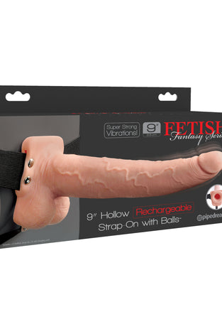 Fetish Fantasy Series 9 Inch Hollow Rechargeable Strap-on With Balls - Flesh PD3392-21