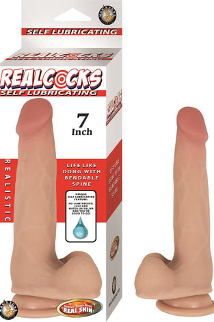 Realcocks Self Lubricating Dong - 7 Inch - Flesh NW2934