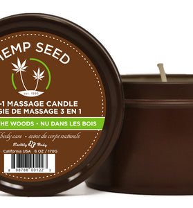 Hemp Seed 3-in-1 Massage Candle - Naked in the Woods - 6 Oz. EB-HSC022