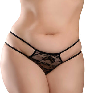 Hookup Panties Crotchless Pleasure Pearls - Black - XL - Xxl PD4828-23