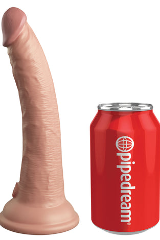 King Cock Elite 7 Inch Vibrating Silicone Dual  Density Cock With Remote - Light PD5777-21