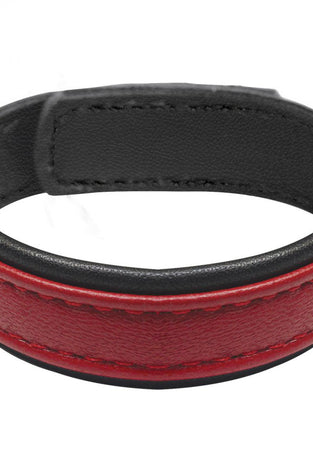 Leather and Velcro Cock Ring - Red STR-AH013-RED