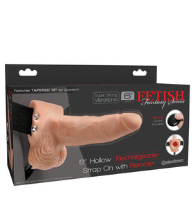 Fetish Fantasy Series 6 Inch Hollow Rechargeable Strap-on With Remote - Flesh PD3395-21