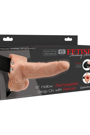 Fetish Fantasy Series 6 Inch Hollow Rechargeable Strap-on With Remote - Flesh PD3395-21