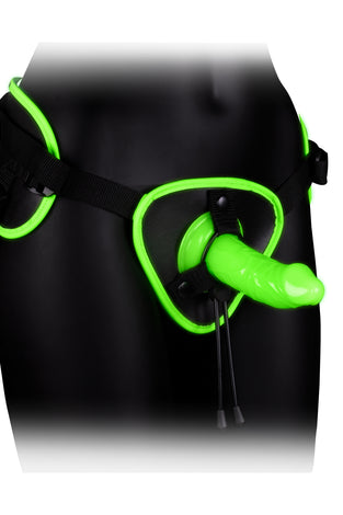 Bonded Leather Strap-on With Silicone Dildo 5.7  Inch - Glow in the Dark OU-OU764GLO