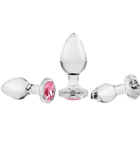 Pink Gem Glass Plug Set - Pink AE-WF-1164-2