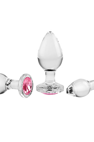 Pink Gem Glass Plug Set - Pink AE-WF-1164-2