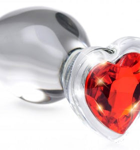Red Heart Gem Glass Anal Plug - Medium BTYS-AG432-MED