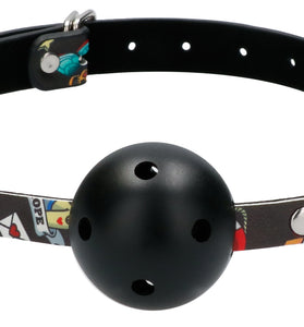 Breatheable Ball Gag - Old School Tattoo Style -  Black OU-OU445BLK