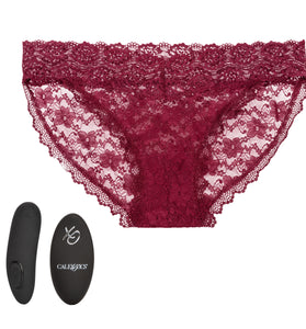 Remote Control Lace Panty Set - L/ XL - Burgundy SE0077893