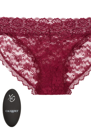 Remote Control Lace Panty Set - L/ XL - Burgundy SE0077893