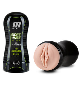 M for Men - Soft and Wet - Pussy With Pleasure Ridges - Self Lubricating Stroker Cup - Vanilla BL-84013