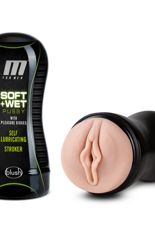 M for Men - Soft and Wet - Pussy With Pleasure Ridges - Self Lubricating Stroker Cup - Vanilla BL-84013