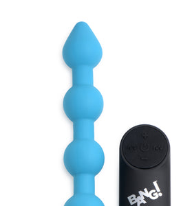 Bang - Vibrating Silicone Anal Beads and Remote  Control - Blue BNG-AG614-BLU