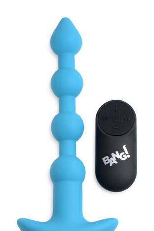 Bang - Vibrating Silicone Anal Beads and Remote  Control - Blue BNG-AG614-BLU