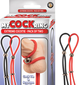 My Cockring Extreme Cocktie-Pack of Two - Black/ Red NW2867