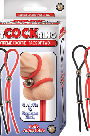 My Cockring Extreme Cocktie-Pack of Two - Black/ Red NW2867