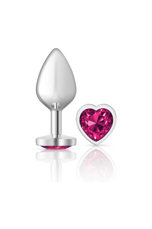 Cheeky Charms-Silver Metal Butt Plug- Heart-Bright Pink-Medium VB-CC9130